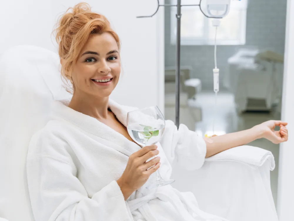 Woman hacing iv drip